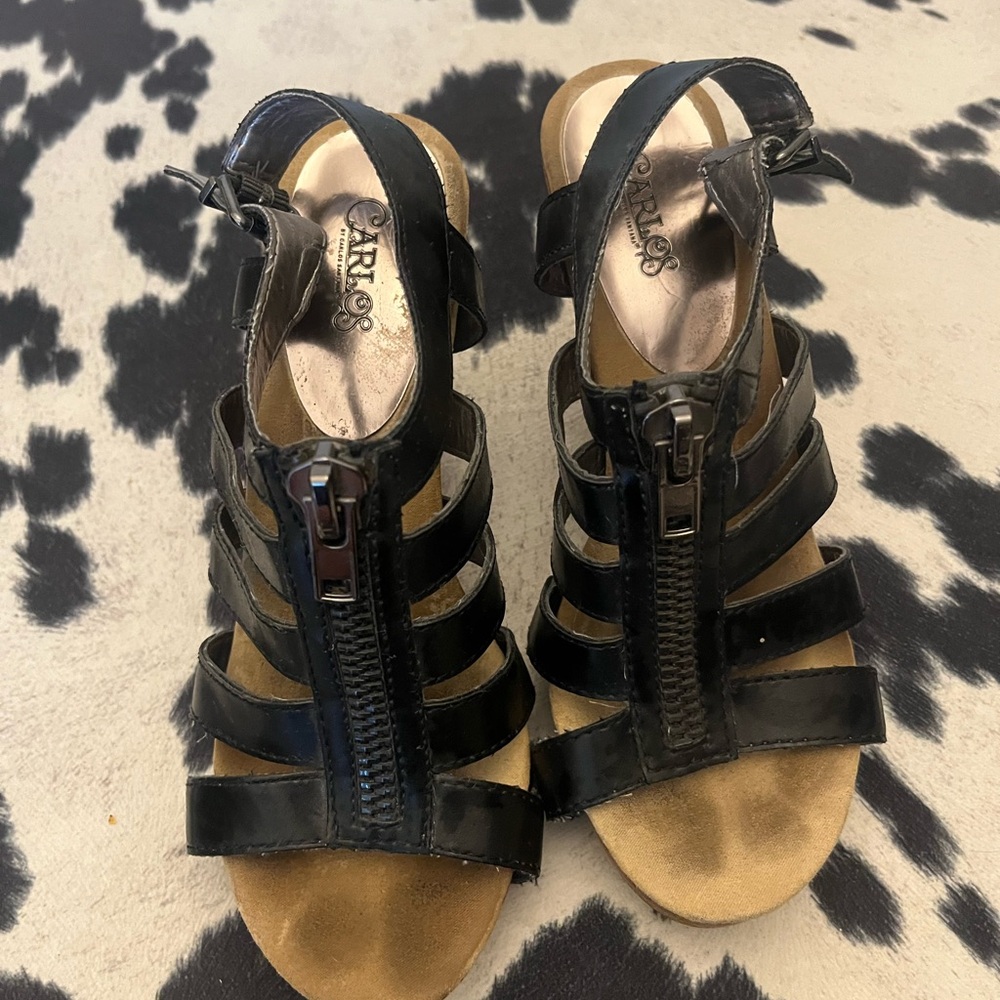 Carlos Santana Black Tan Gladiator Sandals